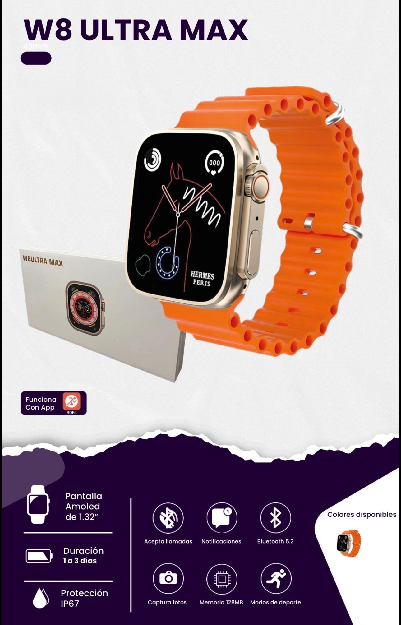 W8 Ultra Max, un reloj inteligente de diseño robusto inspirado en modelos deportivos de gama alta