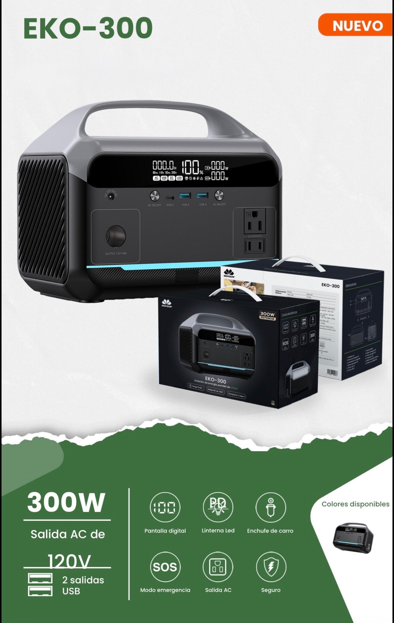 Estación de Energía Portátil de 300W Movisun EKO-300