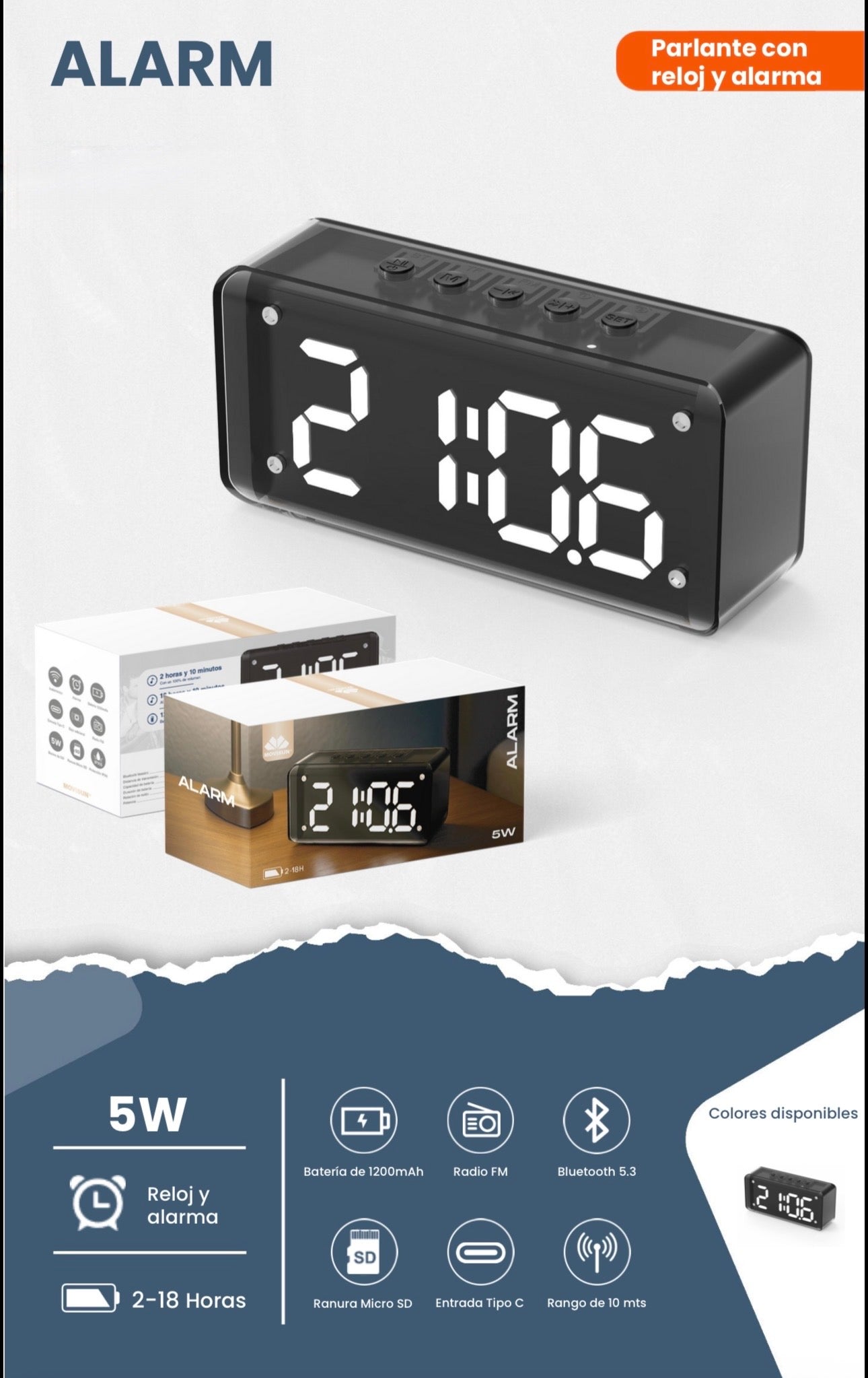 Parlante Bluetooth Movisun ALARM, una solución multifuncional que combina audio inalámbrico con funciones de reloj digital