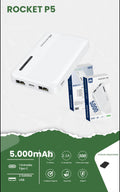 Power bank 5000mah portatil Movisun Rocket P5, una batería externa diseñada para ofrecer energía adicional de manera compacta y eficiente