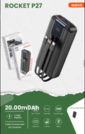 Power bank 20.000mah movisum p27 un cargador portátil de alta capacidad diseñado para ofrecer versatilidad y carga rápida en un formato compacto
