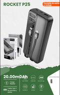 Power bank 20.000mah Movisun Rocket P25 es una batería portátil de alta capacidad, diseñada para cargar múltiples dispositivos de forma simultánea y rápida
