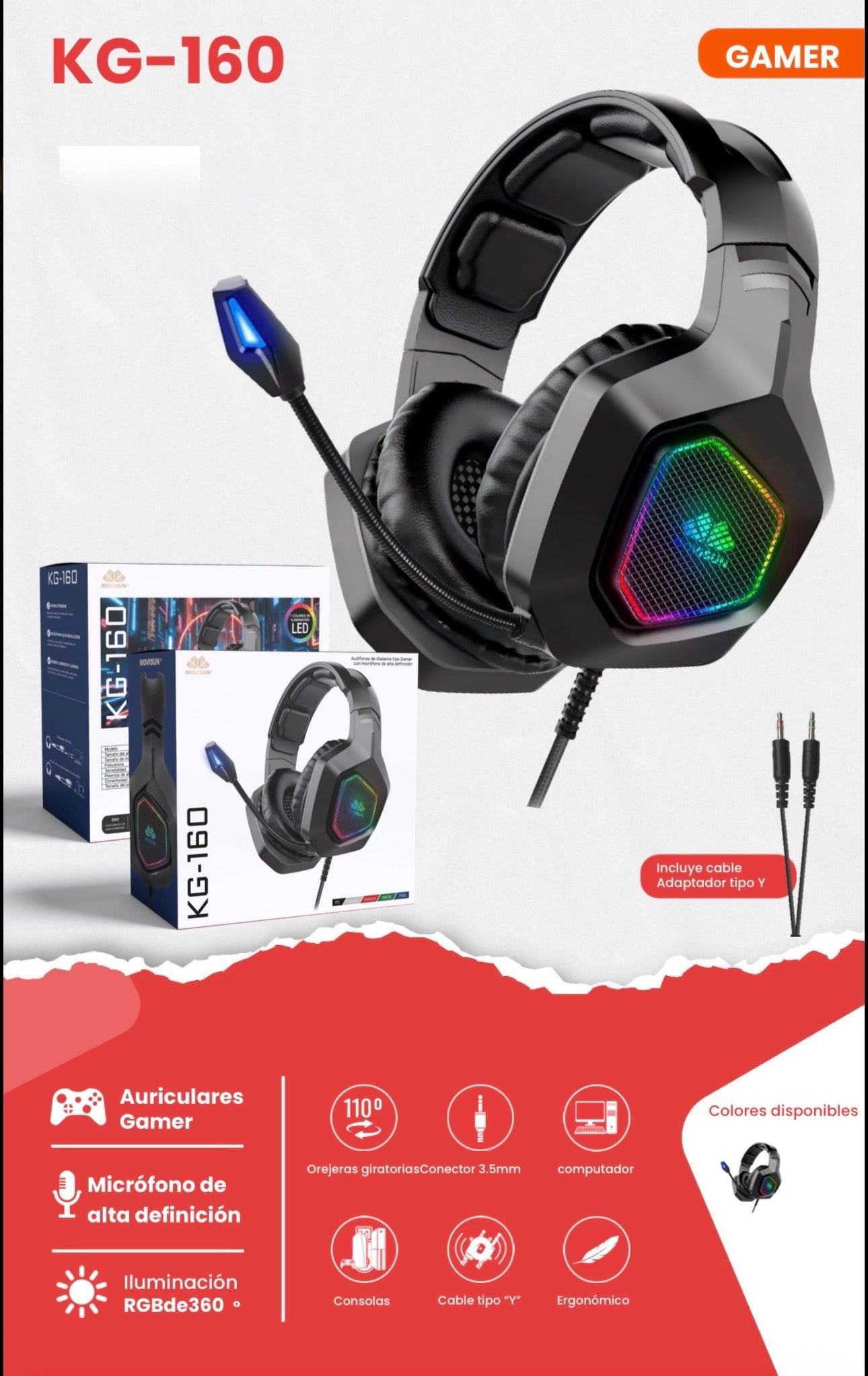 Diadema Gamer Alámbrica Con Microfono Movisun Kg 160 Negro
MOVISUN