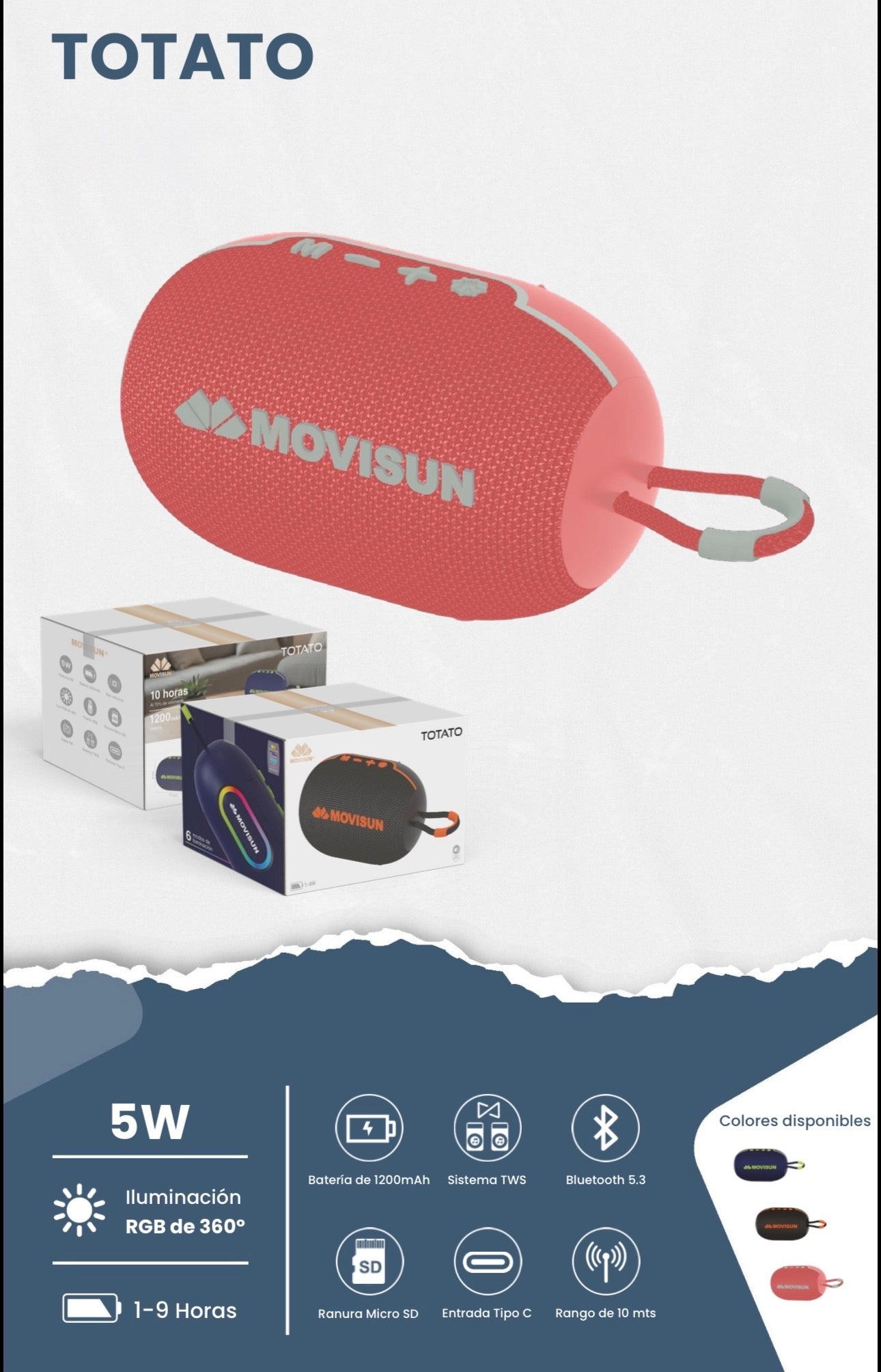 Movisun Totato, una bocina Bluetooth portátil compacta diseñada para la movilidad