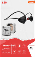 Auriculares  Movisun S20, un modelo inalámbrico tipo "cuellera" (neckband) diseñado especialmente para actividades deportivas y uso diario debido a su ligereza y ajuste ergonómico