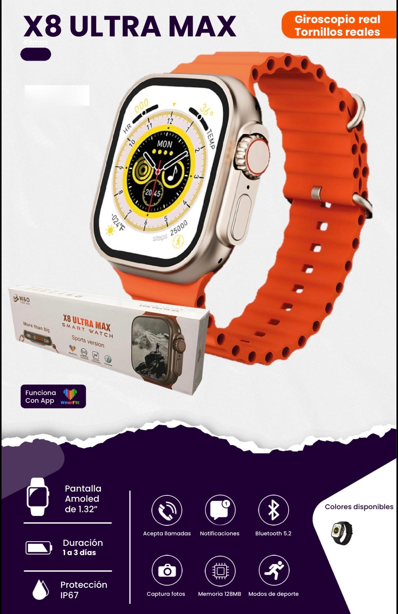 X8 ultra Max reloj con protección ip67