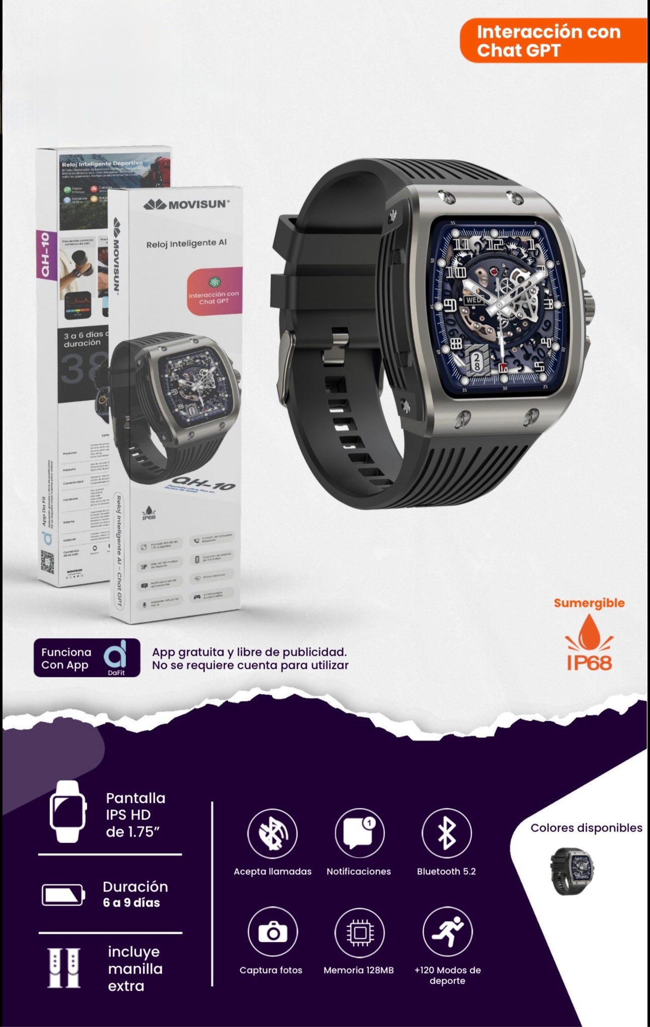 reloj inteligente Movisun QH-10